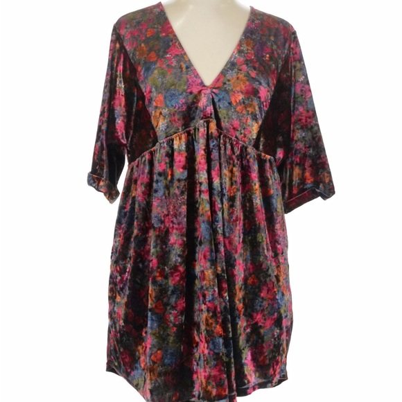 Natural Life Stella Velvet Multicolor Dress Size Large Bohemian Fairy Romantic - Picture 3 of 7